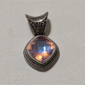 Sarda Bali Artisan Made Sterling Silver “Aboveboard” Mystic Quartz Pendant